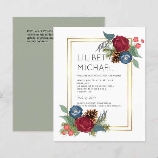 BUDGET Winterhuwelijk Bourgondië Tealblauw Modern (Voorkant / Achterkant)