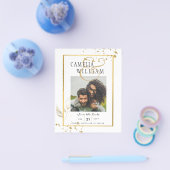 BUDGET Wit Goud FOTO Huwelijksuitnodiging Flyer (Enkel)