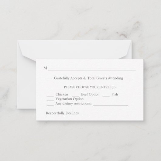 Budget Witte Bloemen Greenery 2SM Maaltijd RSVP Notitiekaartje (Achterkant)