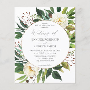 Budget Witte Bloemen & Groene 2 Trouwflyer Flyer