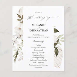 Budget Witte Boho Bloemige Trouwceremonie Flyer