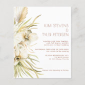 Budget witte florale moderne boho bruiloft uitnodi (Voorkant)