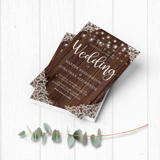 BUDGET Wood Lace String Lights Weddenschap Paper Flyer