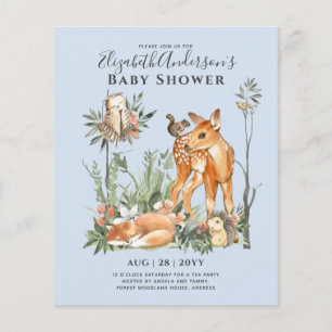 BUDGET Woodland Animals Baby Boy Girl Shower INV's Flyer