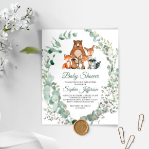 Budget Woodland Animals Baby shower Invitation