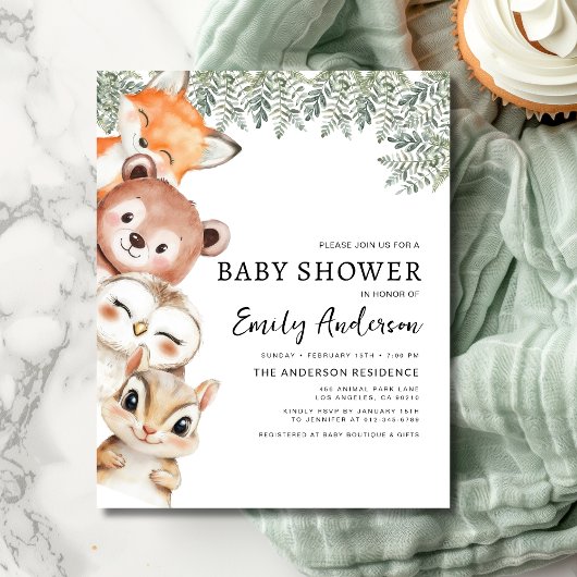Budget Woodland Animals Baby shower Invitation Flyer