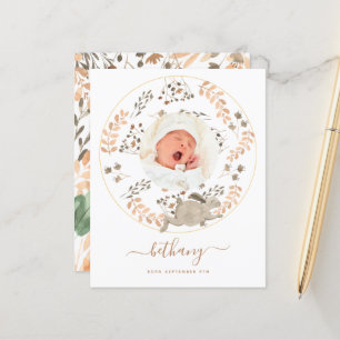 Budget Woodland Baby Foto geboorteaankondiging