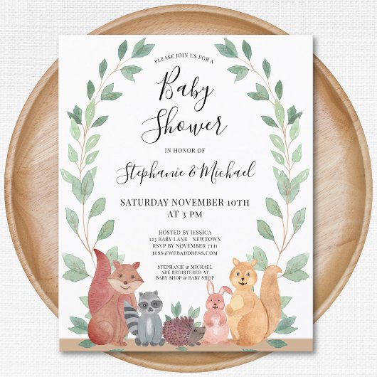 Budget Woodland Couples Baby shower Invitation