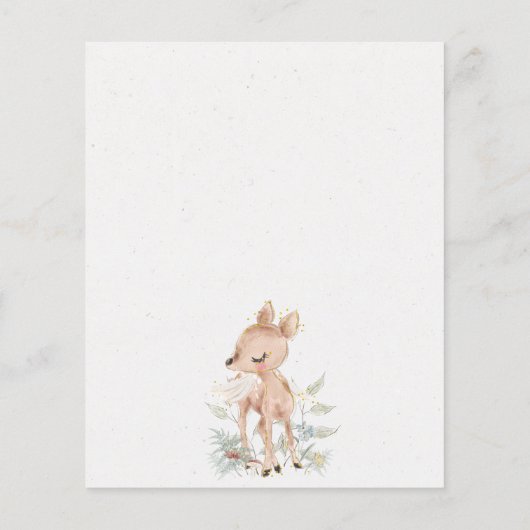 BUDGET Woodland Deer Floral Baby shower Invitation (Achterkant)