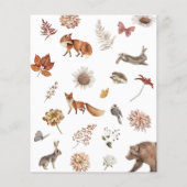 Budget Woodland Forest Animals Baby shower Invite (Achterkant)