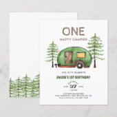 Budget Woodland Truck Happy Camper Kids Verjaardag (Voorkant / Achterkant)