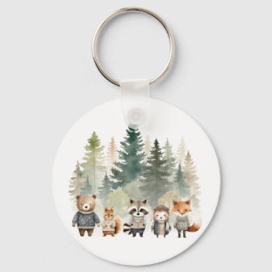 Budget Woodland Waterverf Baby shower Sleutelhanger
