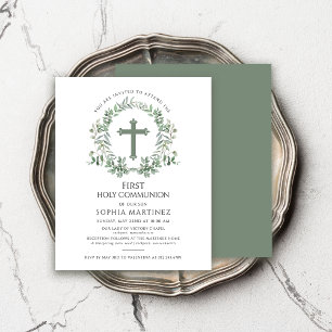 Budget Wreath Girl's eerste communie uitnodiging