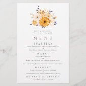 Budget Yellow Florals Foliage Wedding Menu (Voorkant)