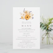 Budget Yellow Florals Foliage Wedding Menu (Staand voorkant)