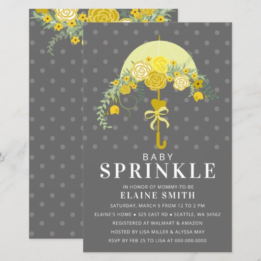 Budget Yellow Umbrella Baby shower (Voorkant / Achterkant)