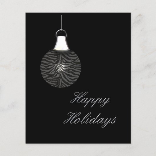 Budget Zebra Stripes Ornament Black Holiday Card (Voorkant)