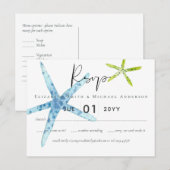 BUDGET Zeedieren Strand Oceaan Bruiloft RSVP Briefkaart (Voorkant / Achterkant)