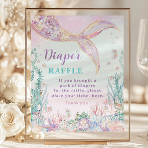 Budget Zeemeermin Baby shower Luier Raffle Sign