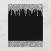 Budget Zilver Zwart Glitter Verjaardagsuitnodiging (Achterkant)