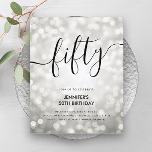 BUDGET Zilveren Glitter Lights 50ste Verjaardag