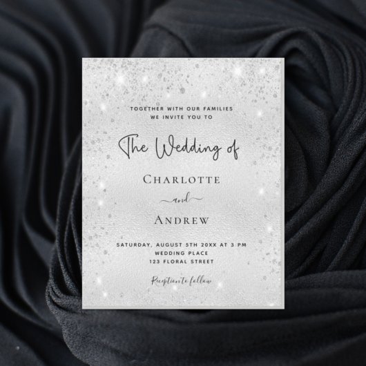 Budget zilveren glitter moderne elegante bruiloft