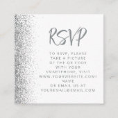 Budget Zilveren Glitter Witte Huwelijk QR Code RSV Informatiekaartje (Voorkant)