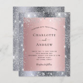 Budget zilverroze glitter elegant bruiloft (Voorkant / Achterkant)