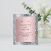 Budget zilverroze glitter elegant bruiloft (Staand voorkant)