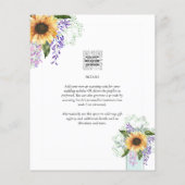 Budget Zonnebloemen Paarse Bloemige Trouw Uitnodig (Achterkant)