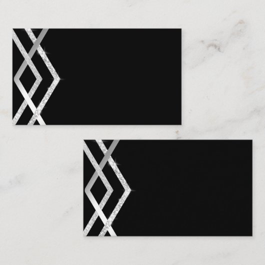 Budget Zwart Art Deco Geometrische Sjabloon Visitekaartje (Voorkant / Achterkant)