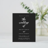 Budget Zwart Elegant Script bruiloft uitnodiging (Staand voorkant)