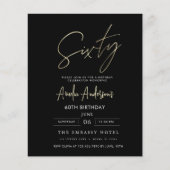 Budget Zwart en Goud Script 60e verjaardag Flyer (Voorkant)