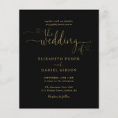 Budget zwart en gouden harten script trouwkaart (Voorkant)