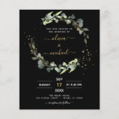 Budget Zwart Eucalyptus Bruiloft Uitnodigingen Flyer (Voorkant)