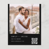 Budget Zwart Foto QR code Bruiloft Uitnodiging (Achterkant)