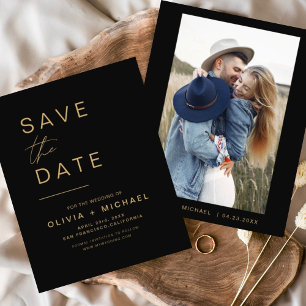 Budget Zwart Goud Save the Date Elegante Foto Flyer