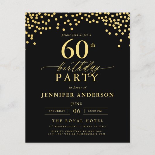 Budget Zwart-Goud Script Zestig 60ste Verjaardag (Voorkant)