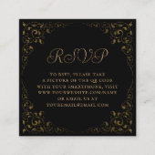 Budget Zwart Goud Trouwen QR Code RSVP Informatiekaartje (Voorkant)