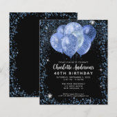 Budget Zwart Navy Blauw Glitter Ballon Verjaardag (Voorkant / Achterkant)