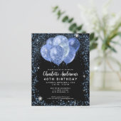 Budget Zwart Navy Blauw Glitter Ballon Verjaardag (Staand voorkant)