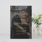 Budget zwart overlay foto QR-code RSVP bruiloft (Staand voorkant)