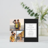 Budget Zwart-wit 4 foto's bruiloft uitnodiging (Staand voorkant)