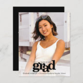 Budget zwart wit afstuderen fotouitnodiging (Voorkant / Achterkant)