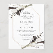 Budget zwart-wit bloemenbruiloft 2 flyer (Voorkant)