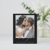 Budget zwart wit bruiloft dank u foto (Staand voorkant)