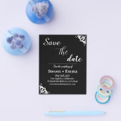 Budget Zwart-wit Bruiloft Save the Date Flyer (Enkel)