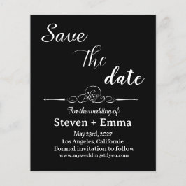 Budget Zwart-wit Bruiloft Save the Date Flyer
