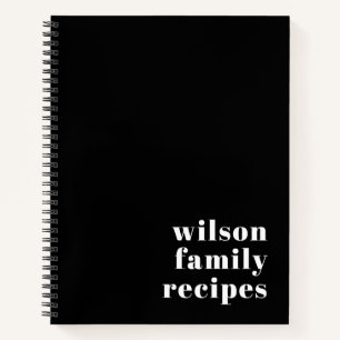 Budget Zwart Wit Familie Naam Typografie Recept Notitieboek