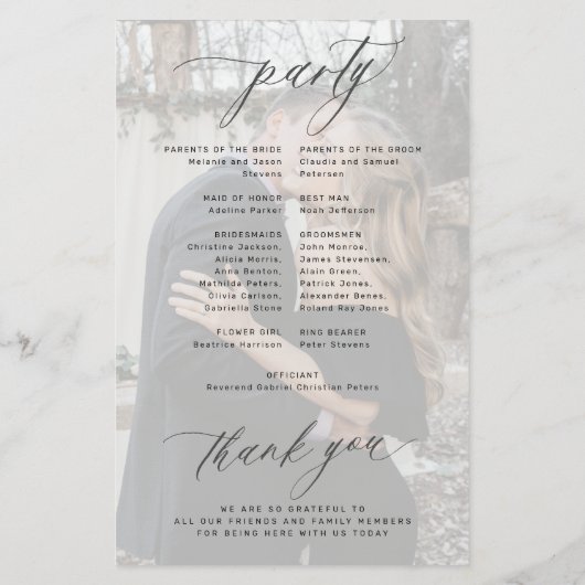 Budget zwart-wit foto bruiloft programma flyer (Achterkant)